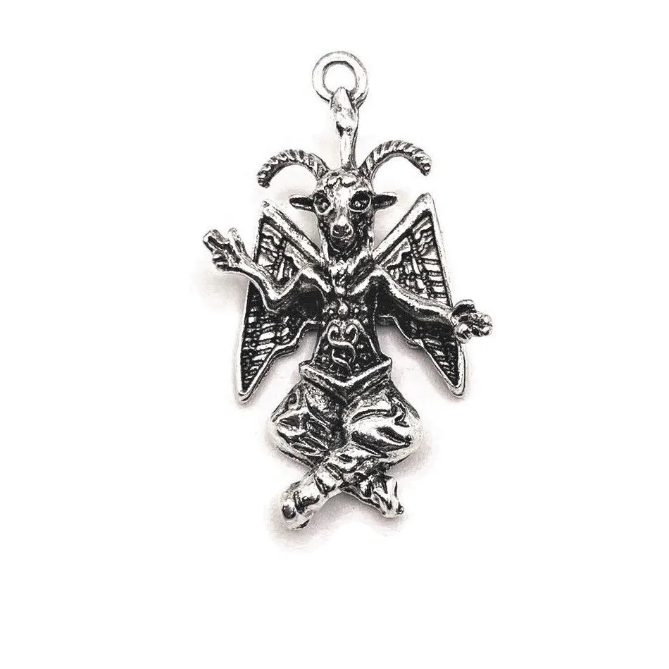 1, 4 or 20 Pieces: Antique Silver Baphomet 3D Satan Pendants