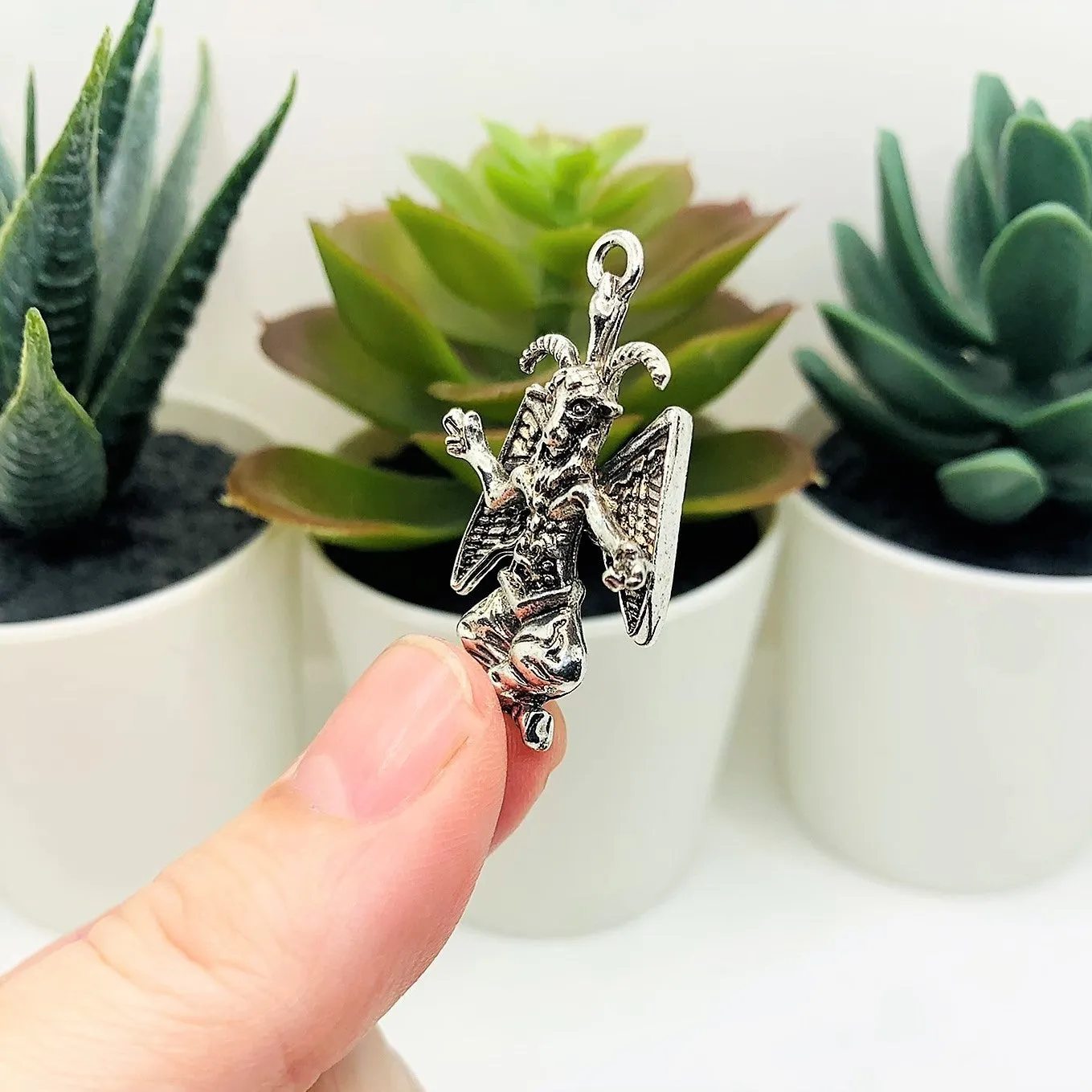 1, 4 or 20 Pieces: Antique Silver Baphomet 3D Satan Pendants