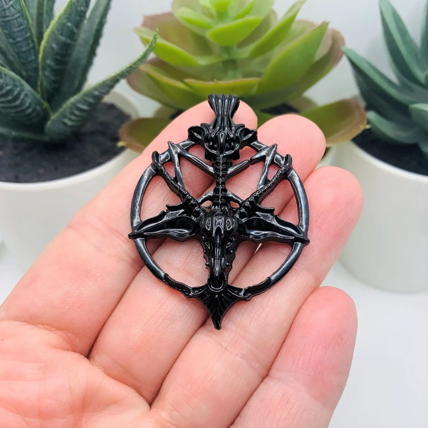 1, 4 or 20 Pieces: Black Baphomet Pentagram Satan Pendants