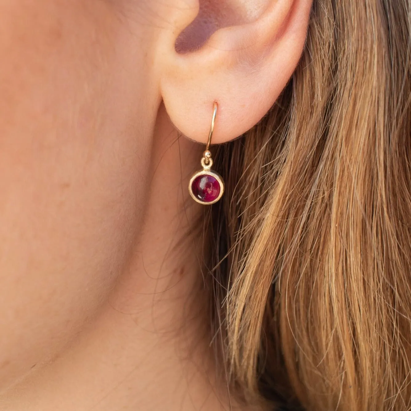 10K Semi-Precious Stone Drop Earrings in Ruby