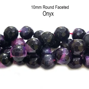 10MM NATURAL ROUND Onyx AGATE BEADS SEMI PRECIOUS GEMSTONE BEADS FOR JEWELRY MAKING STRAND 15 INCH (36-37PCS)