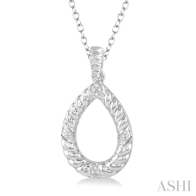 1/20 Ctw Pear Shape Round Cut Diamond Pendant in Sterling Silver with chain