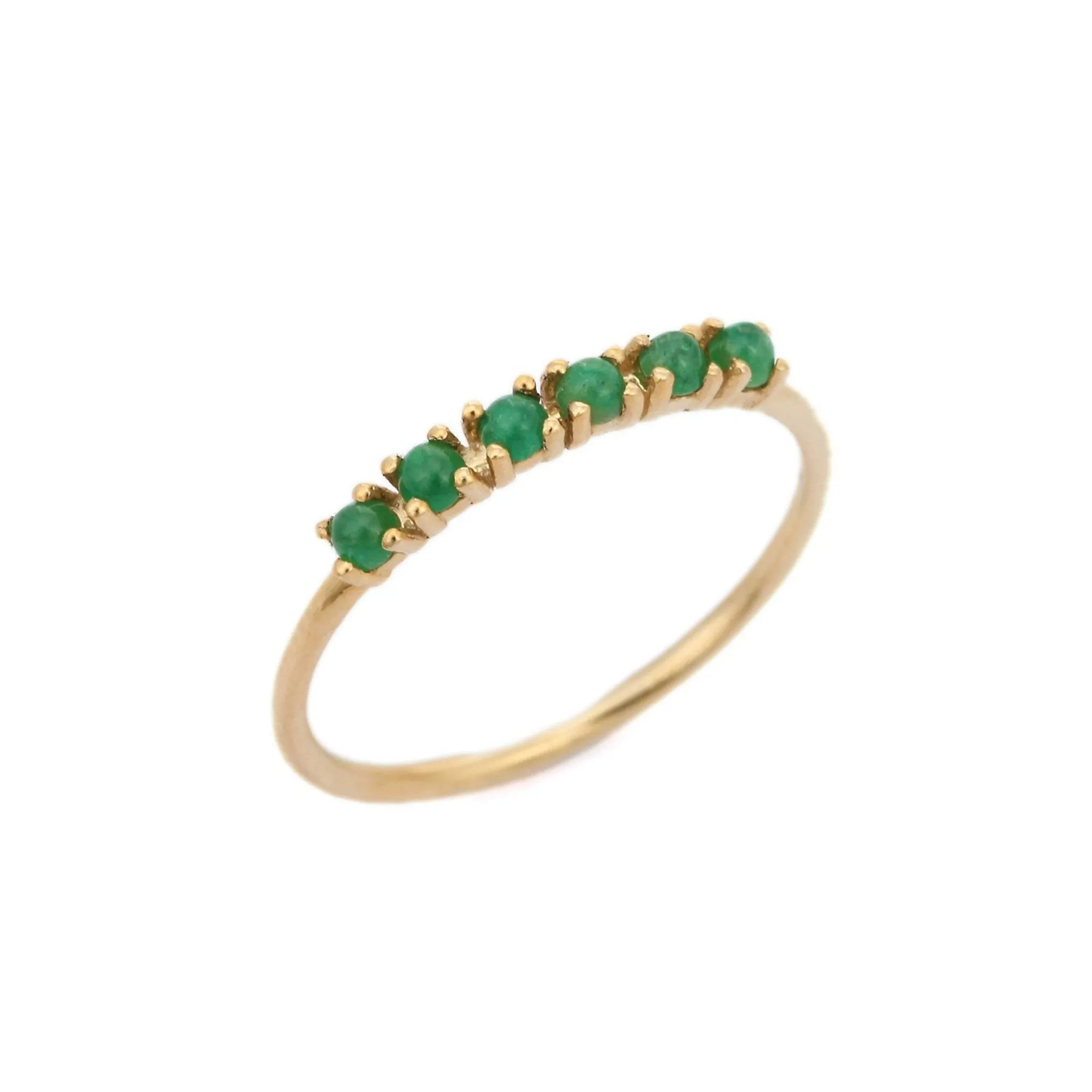 14K Gold Emerald Half Eternity Band