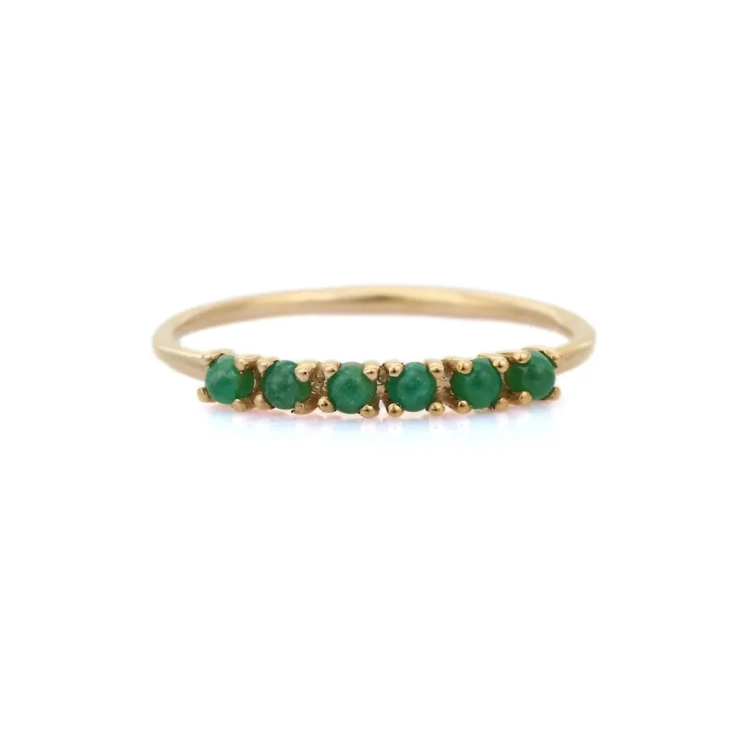 14K Gold Emerald Half Eternity Band