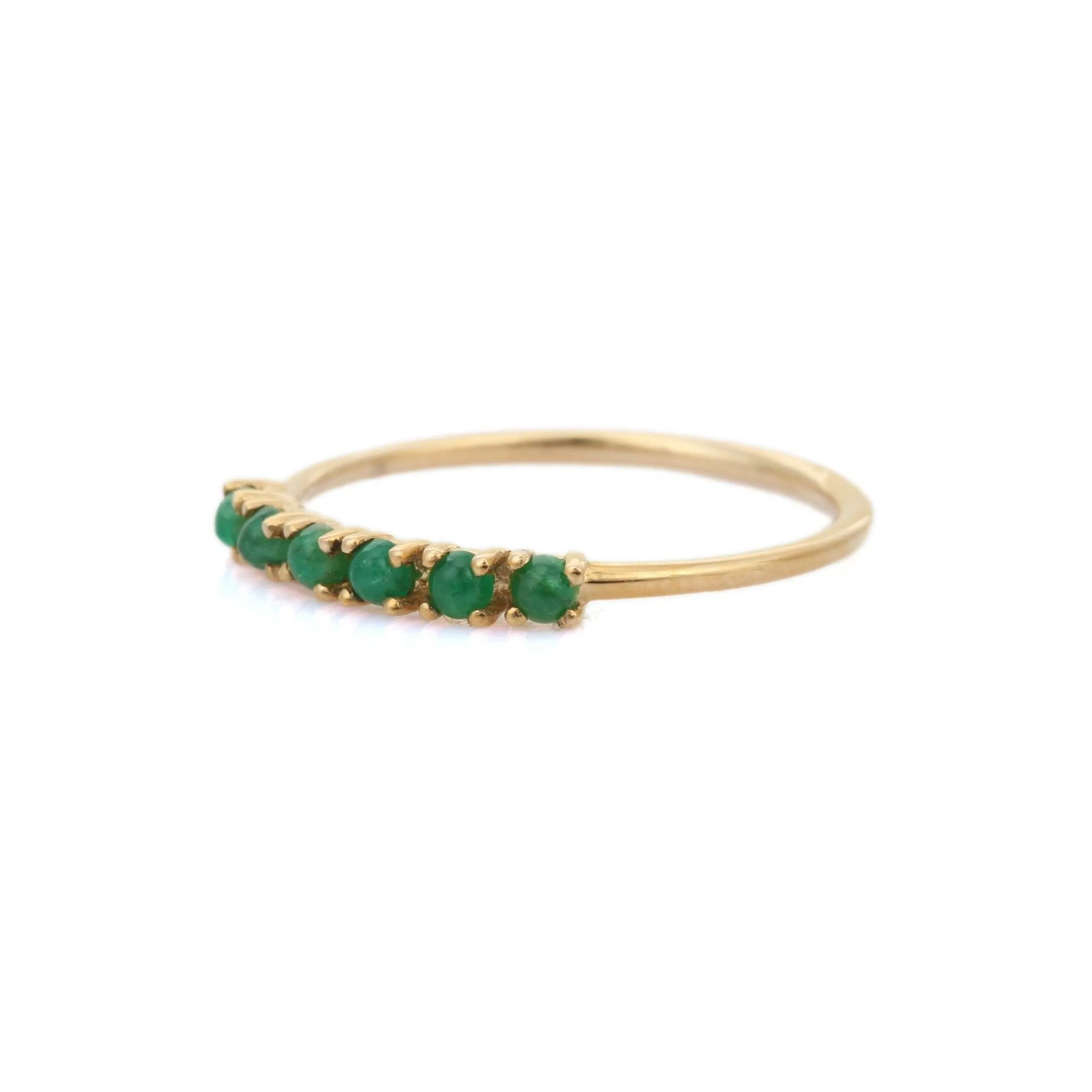 14K Gold Emerald Half Eternity Band