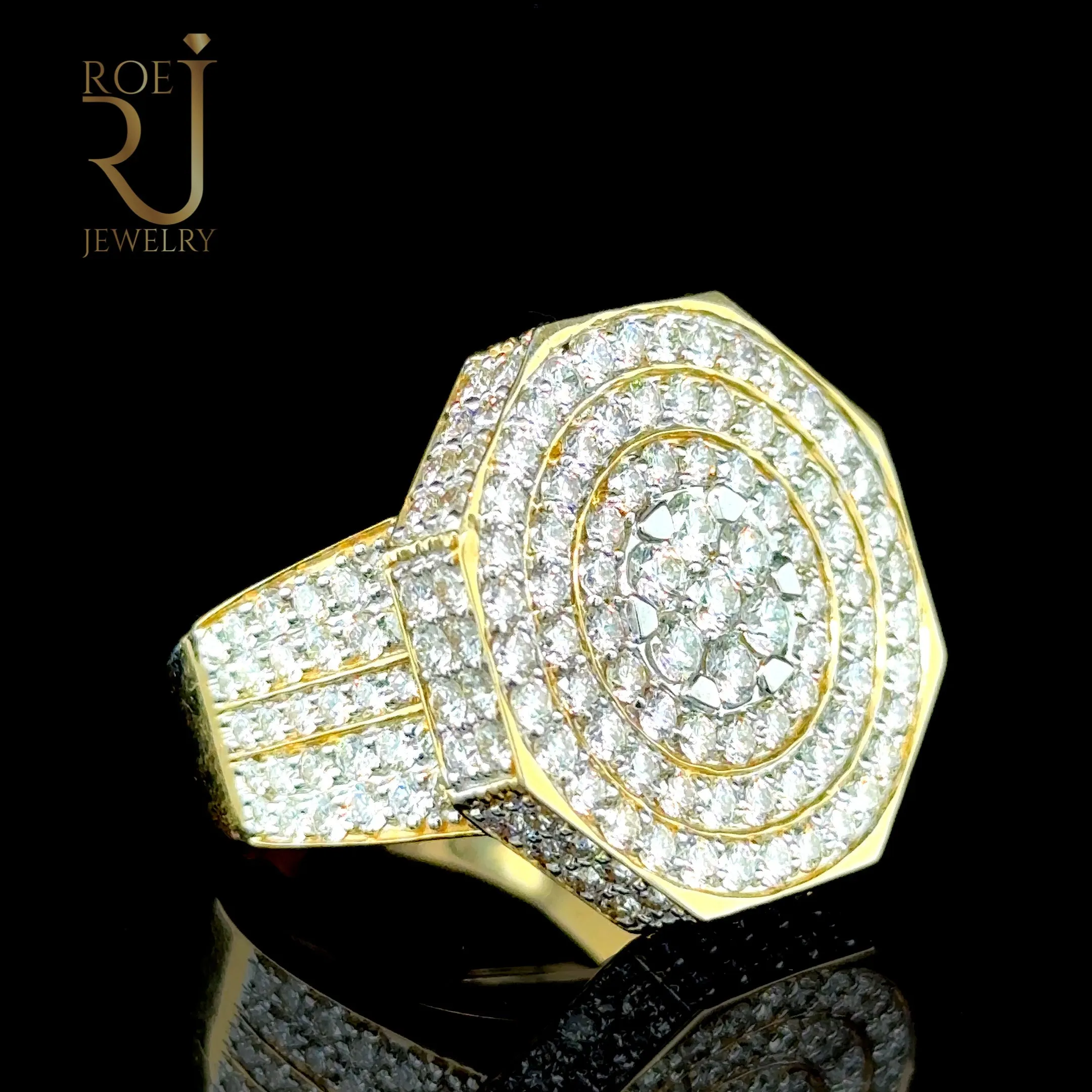 14K Gold Large Men's Ring with 7.33ct Diamond (Size 13)