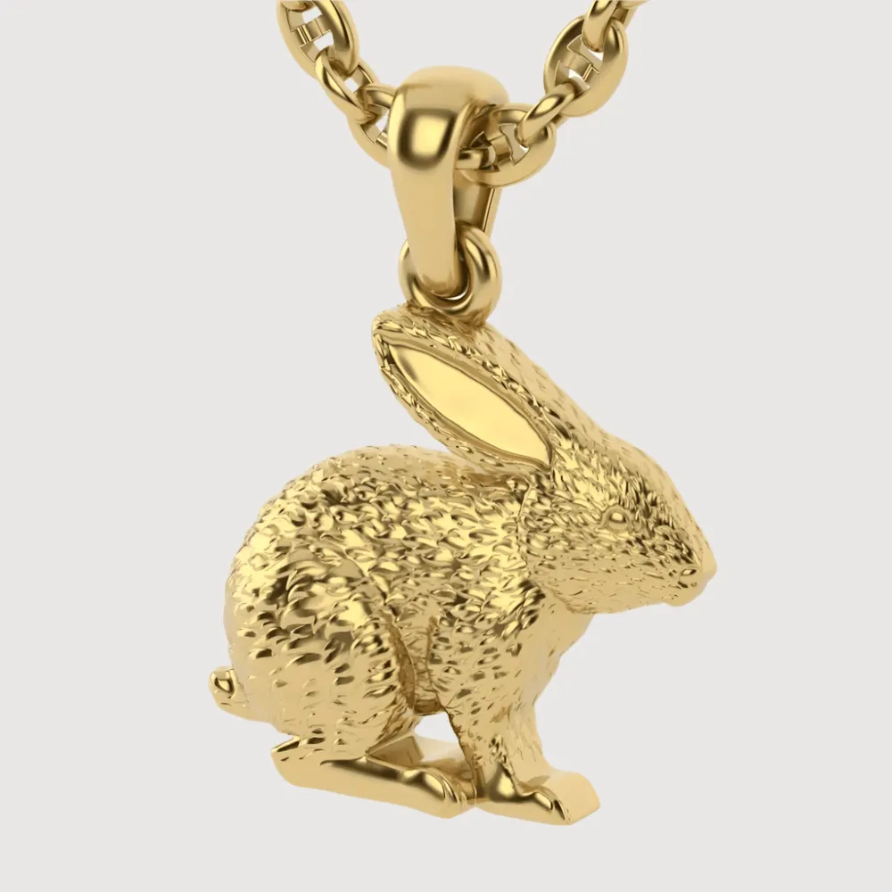 14k Gold Rabbit Pendant