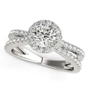 14k White Gold Diamond Engagement Ring with Split Shank Design (1 1/2 cttw)