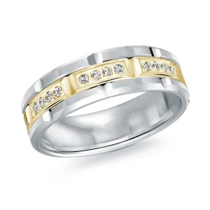 14K White Gold with 14K Yellow Gold and Inlaid Diamonds Ring from the Executif Collection by Malo - FJMD-073-7WY32