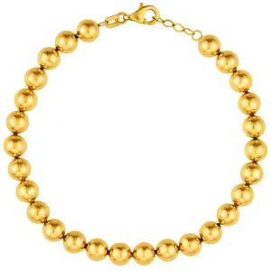 14k Yellow gold 6mm Beaded Bracelet with Lobster Lock - 6.5" to 7.5"