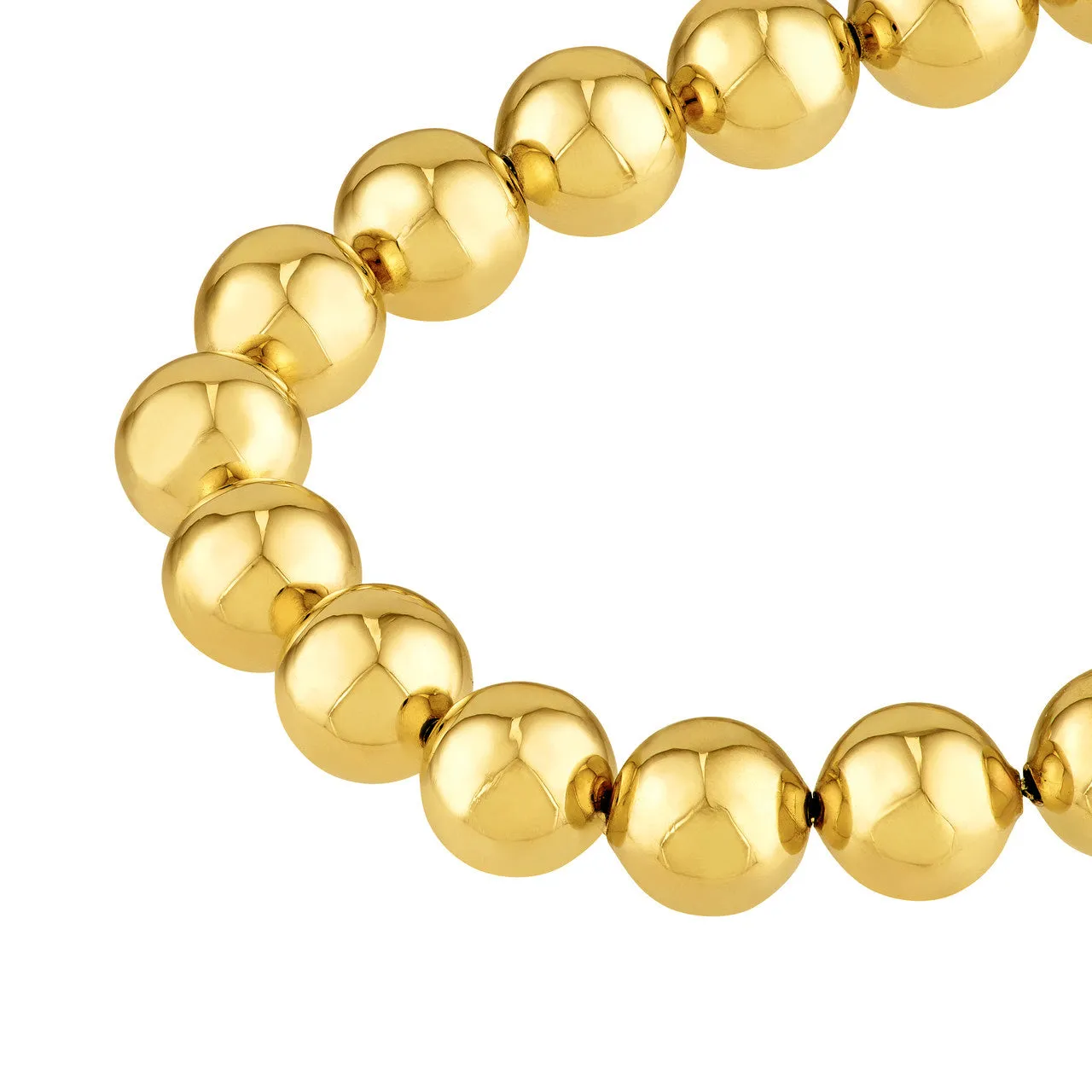 14k Yellow gold 6mm Beaded Bracelet with Lobster Lock - 6.5" to 7.5"