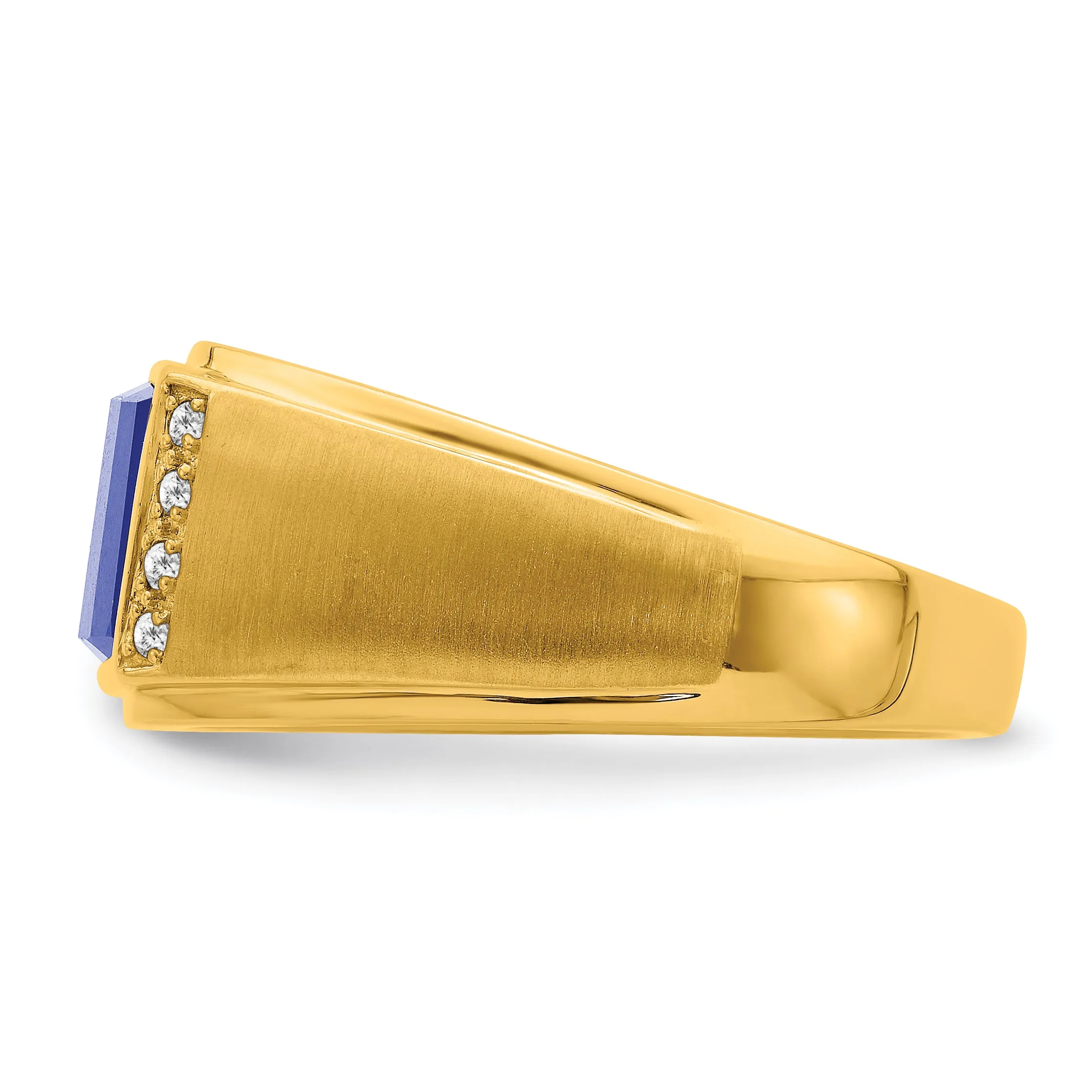 14k Yellow Gold Sapphire and Diamond Men's Ring