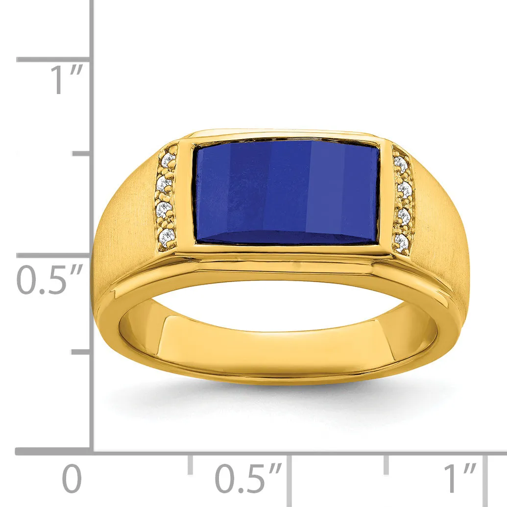 14k Yellow Gold Sapphire and Diamond Men's Ring