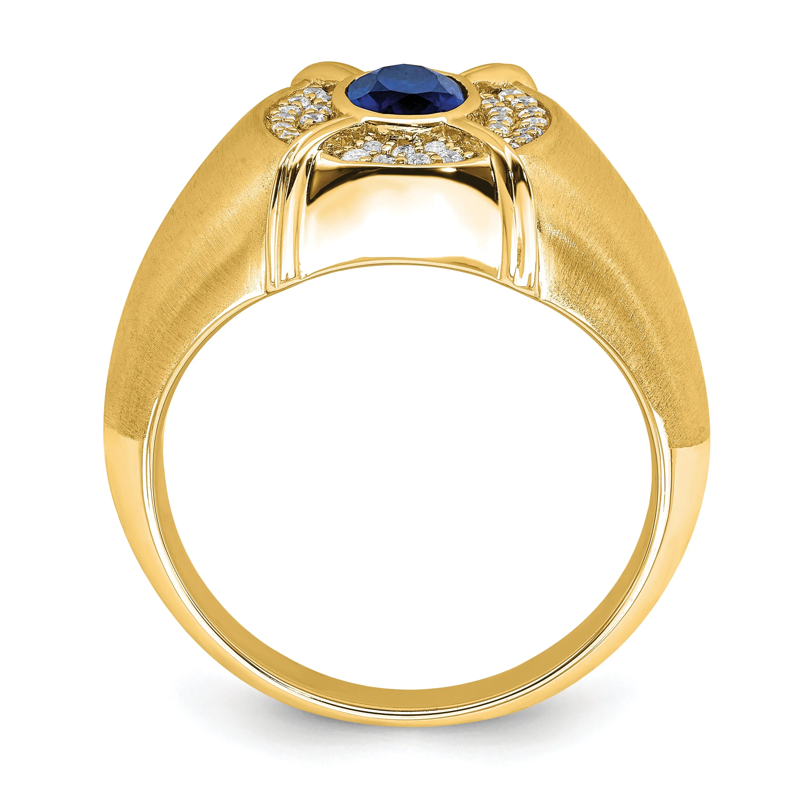 14k Yellow Gold Sapphire and Diamond Men's Ring