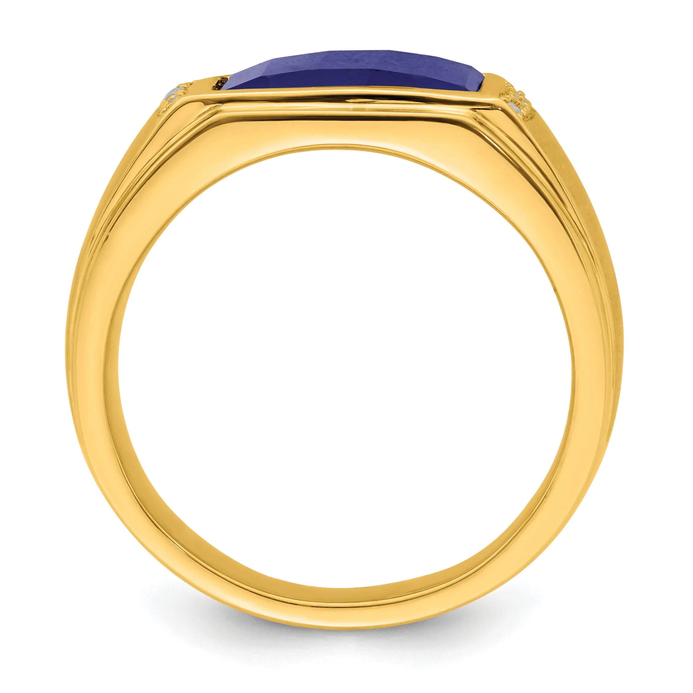 14k Yellow Gold Sapphire and Diamond Men's Ring