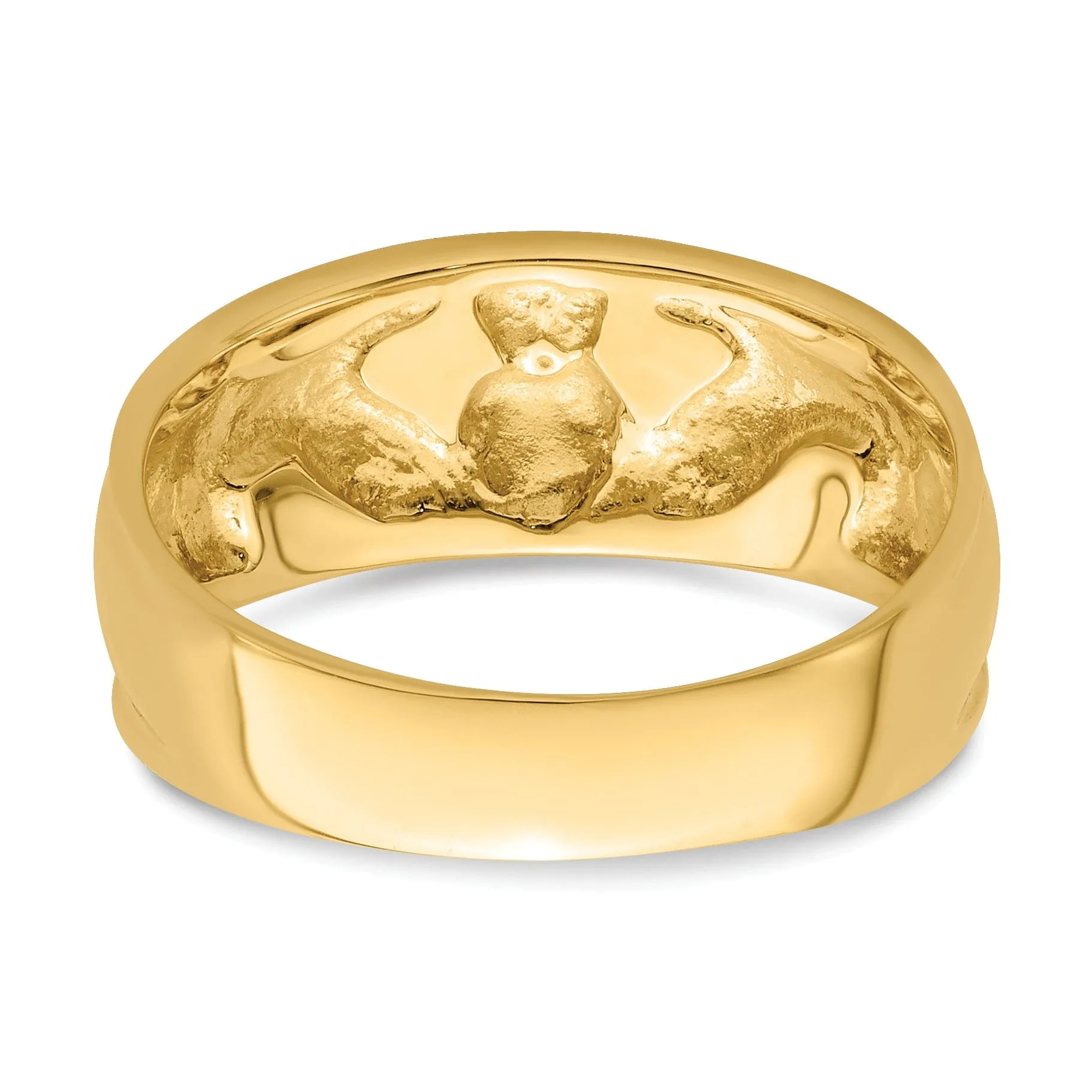 14kt polished yellow gold ladies claddagh ring