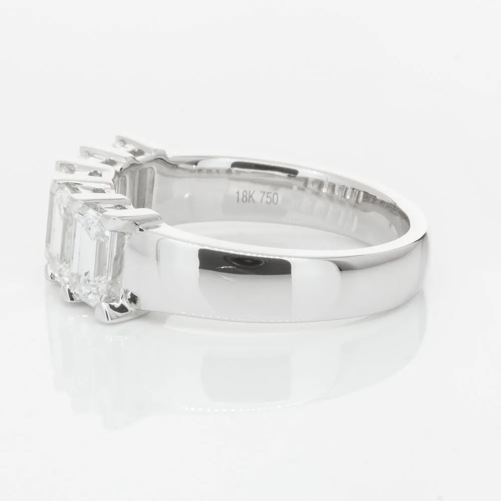 18ct White Gold Emerald-Cut Diamond Ring