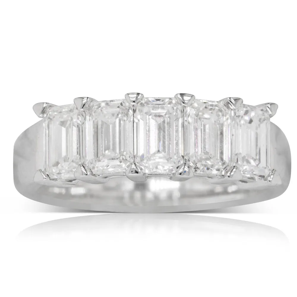 18ct White Gold Emerald-Cut Diamond Ring