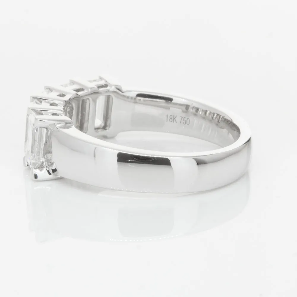 18ct White Gold Emerald-Cut Diamond Ring