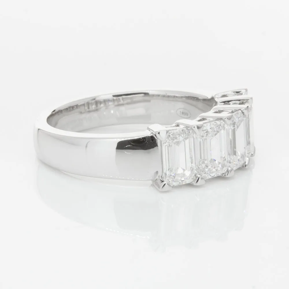 18ct White Gold Emerald-Cut Diamond Ring