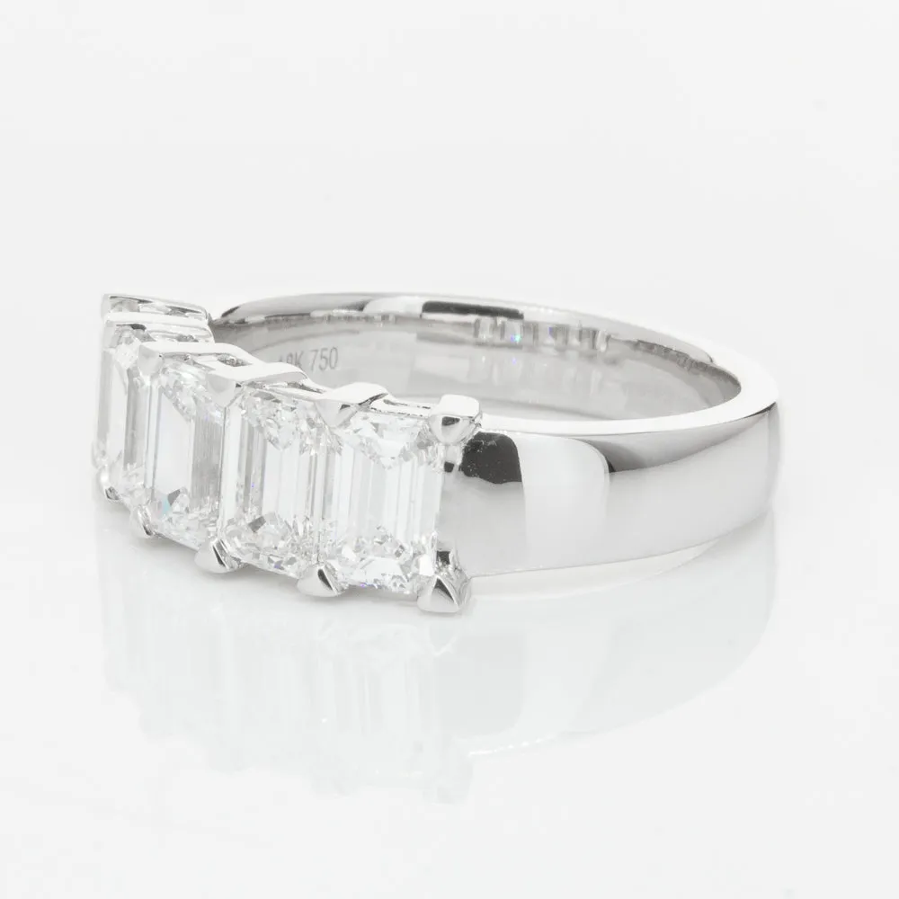 18ct White Gold Emerald-Cut Diamond Ring