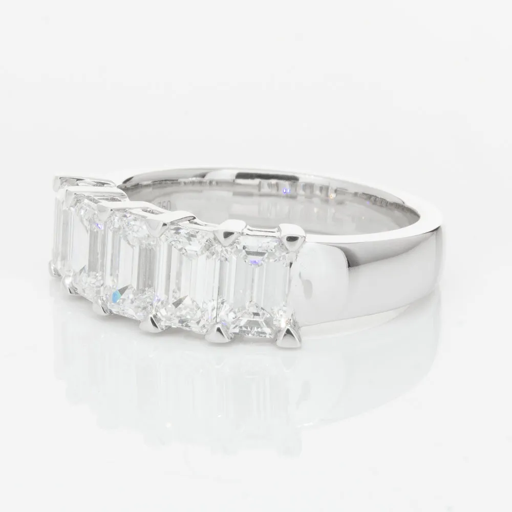 18ct White Gold Emerald-Cut Diamond Ring