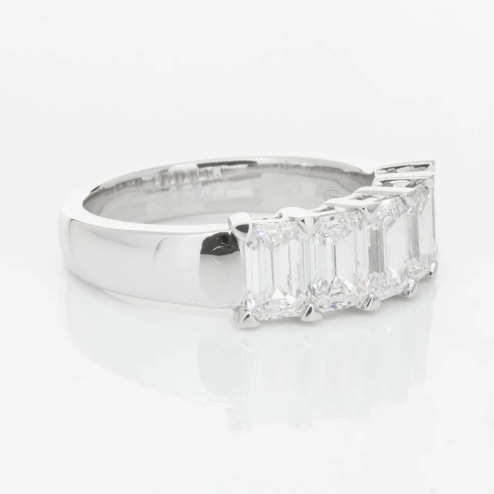 18ct White Gold Emerald-Cut Diamond Ring