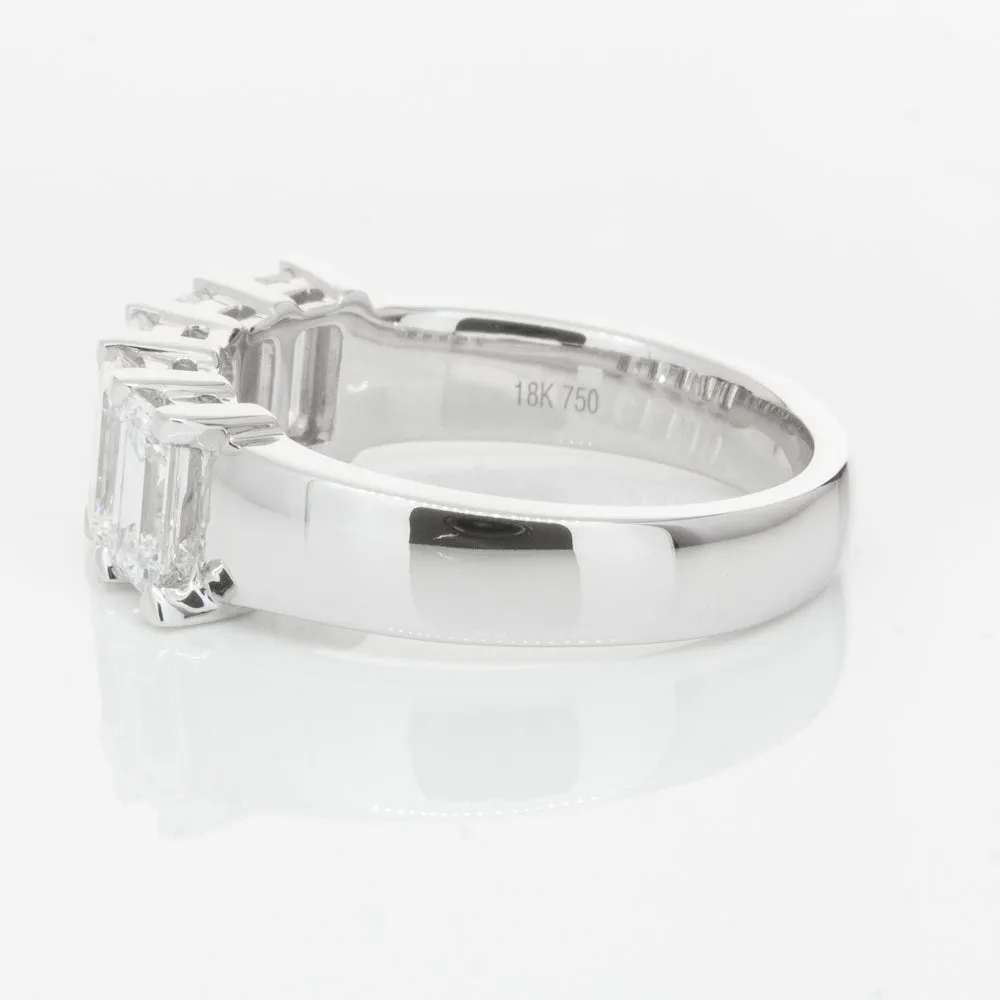 18ct White Gold Emerald-Cut Diamond Ring