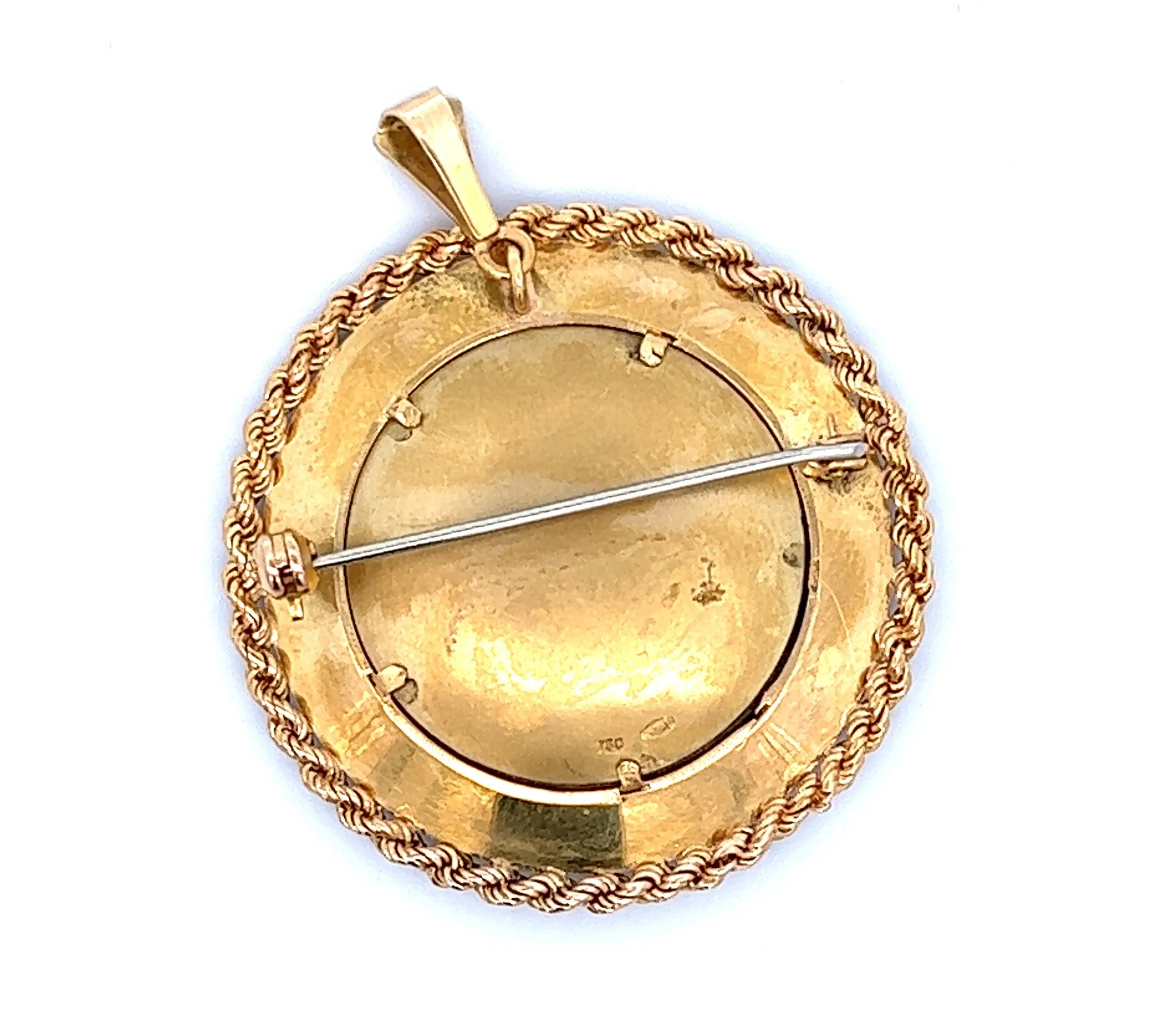 18ct Yellow Gold & Diamond Painted Pendant/Brooch