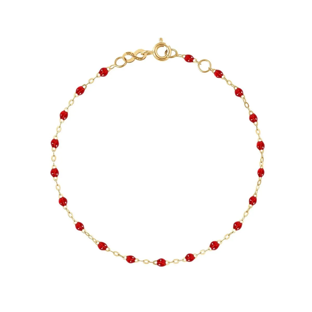 18K Gold & Ruby Resin Beaded Classic Bracelet