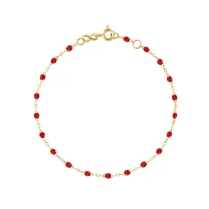 18K Gold & Ruby Resin Beaded Classic Bracelet