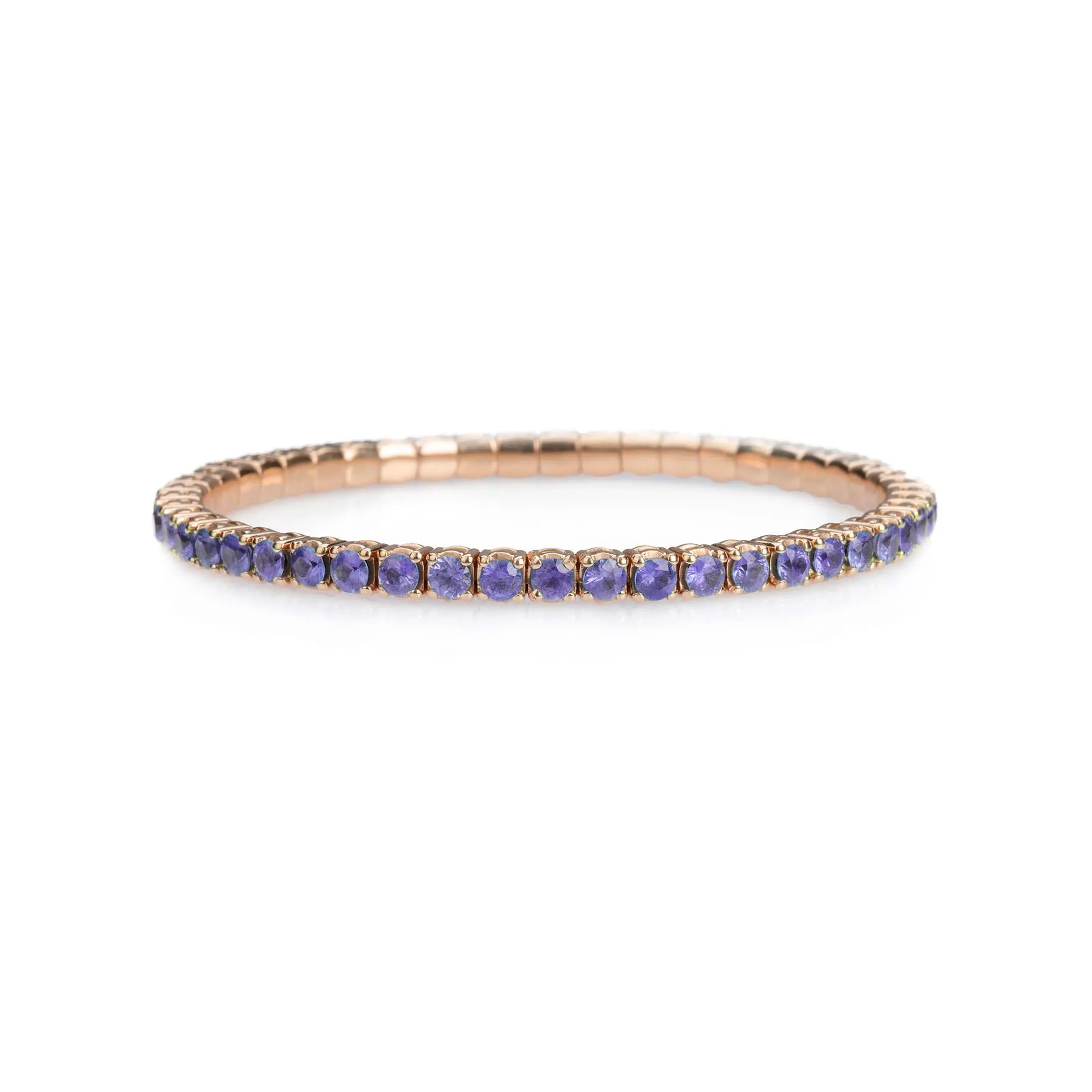 18K Gold Stretch & Stack Purple Sapphire Tennis Bracelet, 8.55-18 Carats