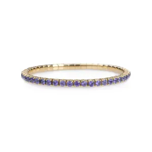 18K Gold Stretch & Stack Purple Sapphire Tennis Bracelet, 8.55-18 Carats