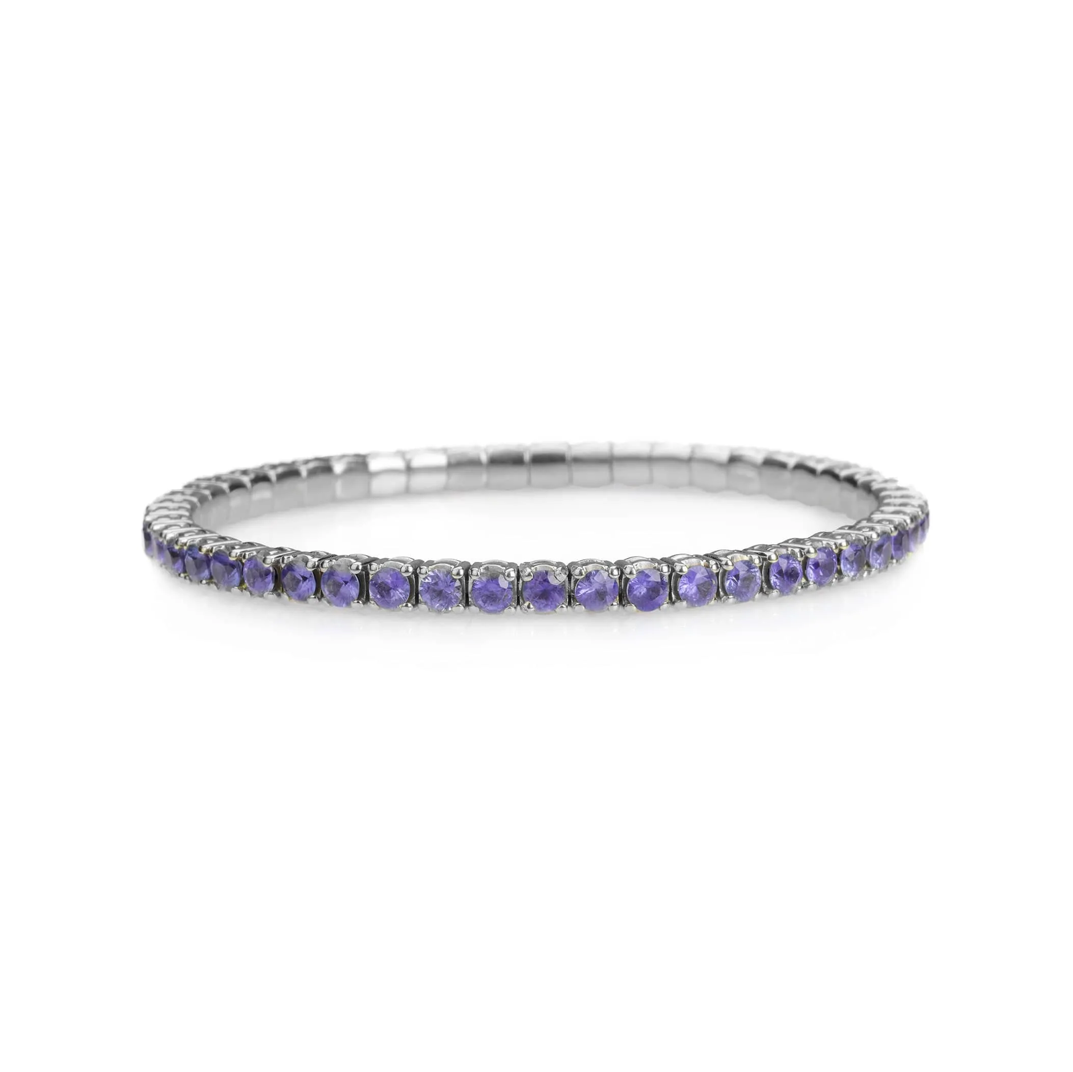 18K Gold Stretch & Stack Purple Sapphire Tennis Bracelet, 8.55-18 Carats