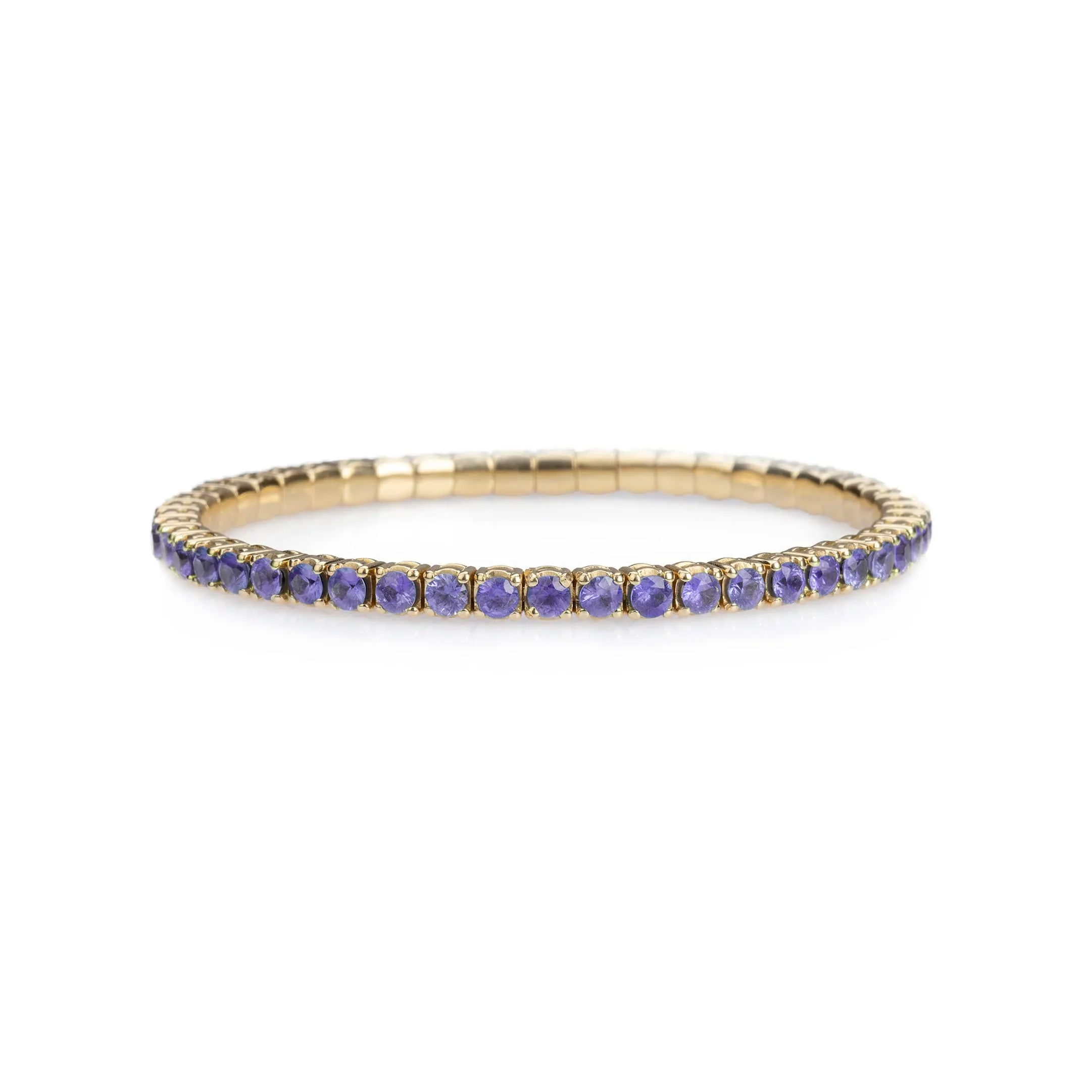 18K Gold Stretch & Stack Purple Sapphire Tennis Bracelet, 8.55-18 Carats