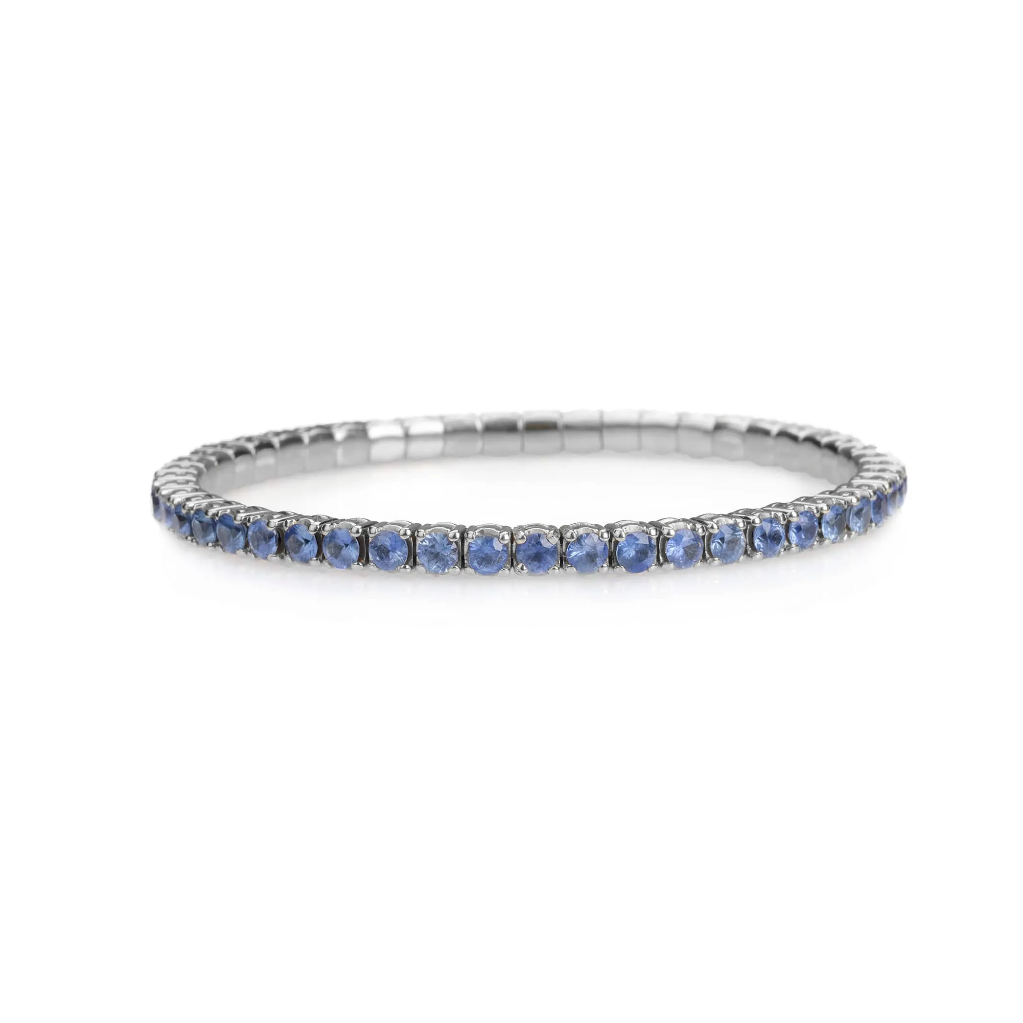 18K Gold Stretch & Stack Sky Blue Sapphire Tennis Bracelet, 2.25-8.58 Carats