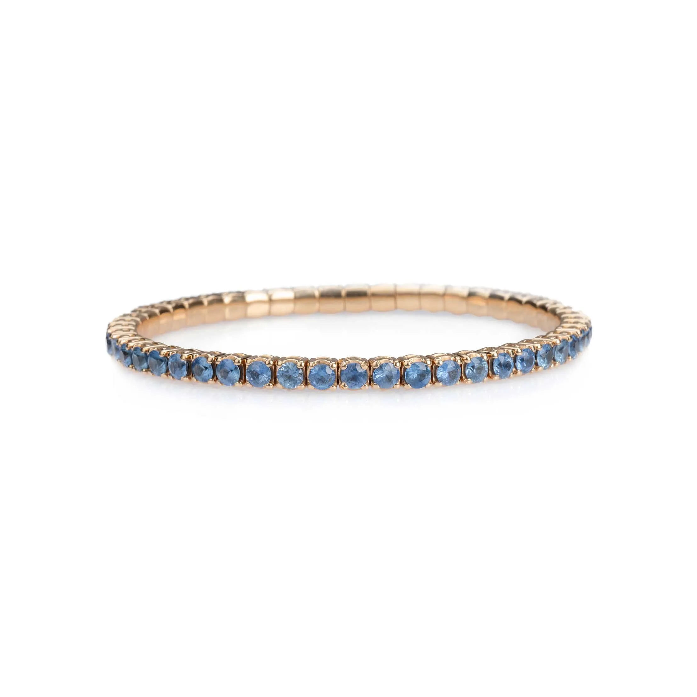 18K Gold Stretch & Stack Sky Blue Sapphire Tennis Bracelet, 2.25-8.58 Carats