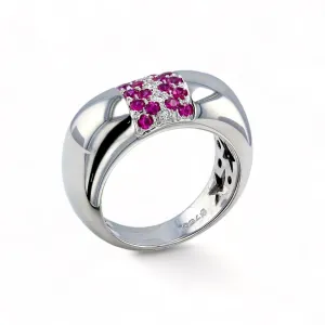 18K white gold natural ruby and diamonds band-5690