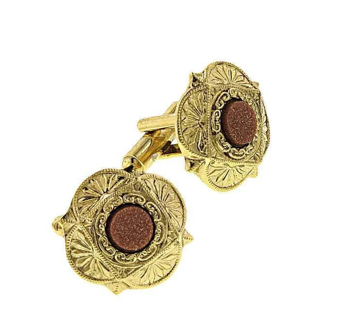 1928 Jewelry Art Deco Style Semi Precious Cufflinks