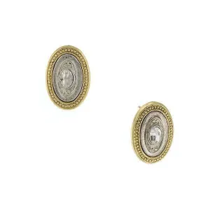 1928 Jewelry Crystal Oval Button Earrings