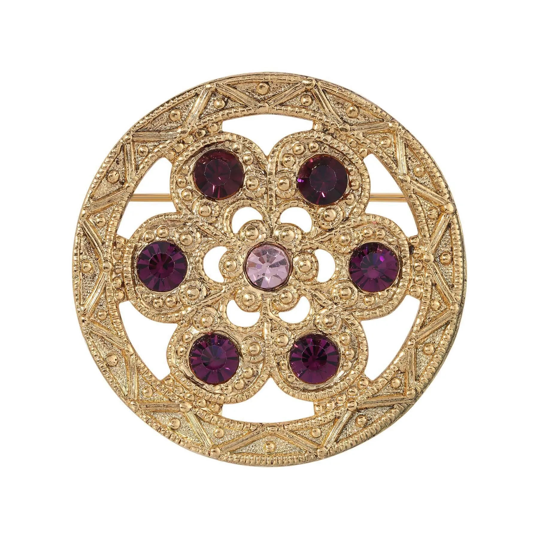 1928 Jewelry Fleur Royale Purple Amethyst Crystal Pin