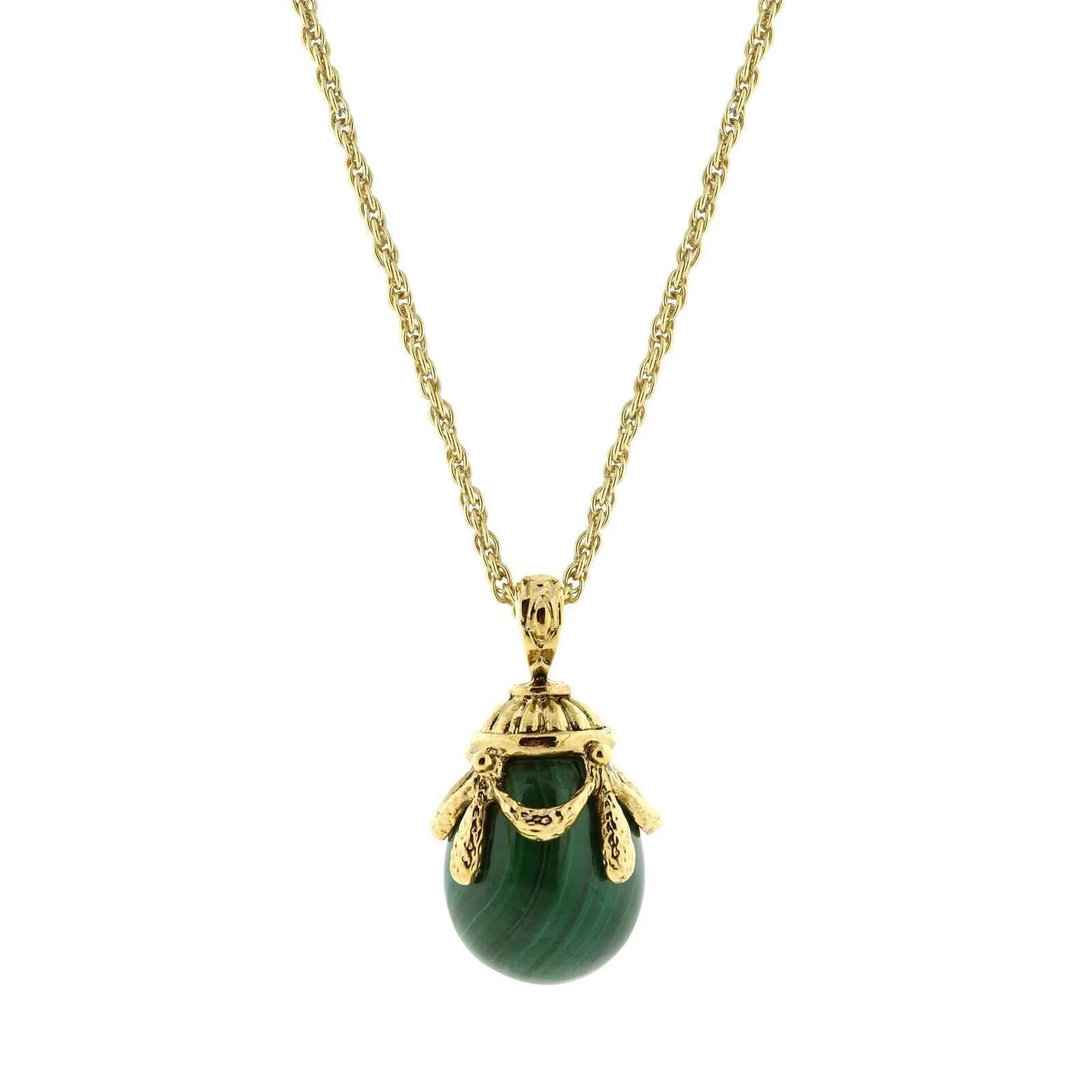 1928 Jewelry Gemstone Egg Pendant Necklace 30"