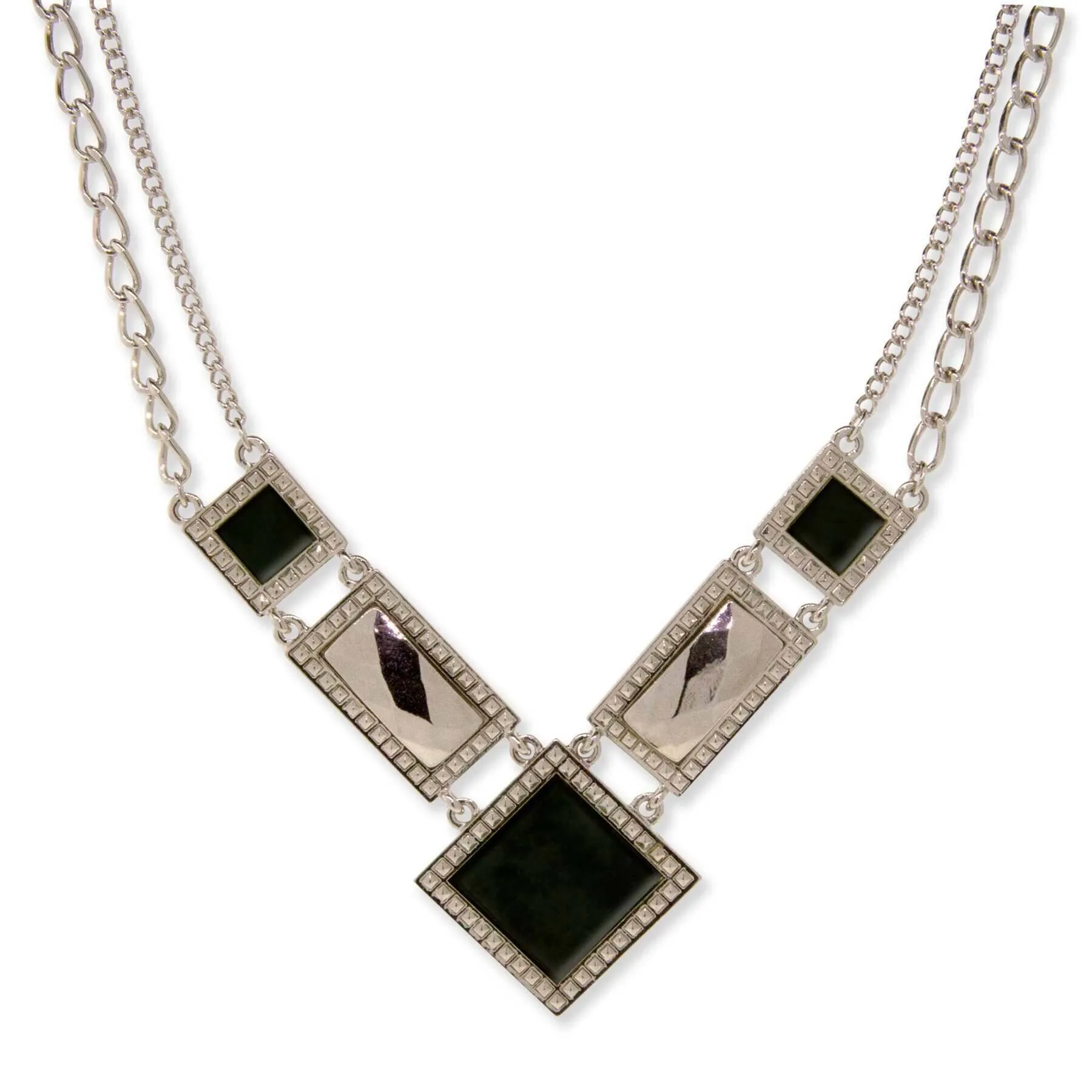 1928 Jewelry Gemstone Square Chain Necklace 12"   3" Extender