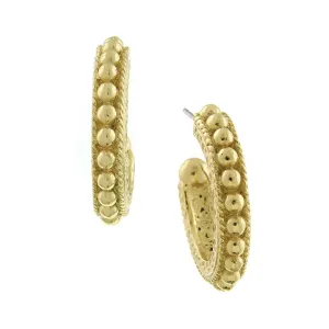 1928 Jewelry Gold Dotted Hoop Earrings