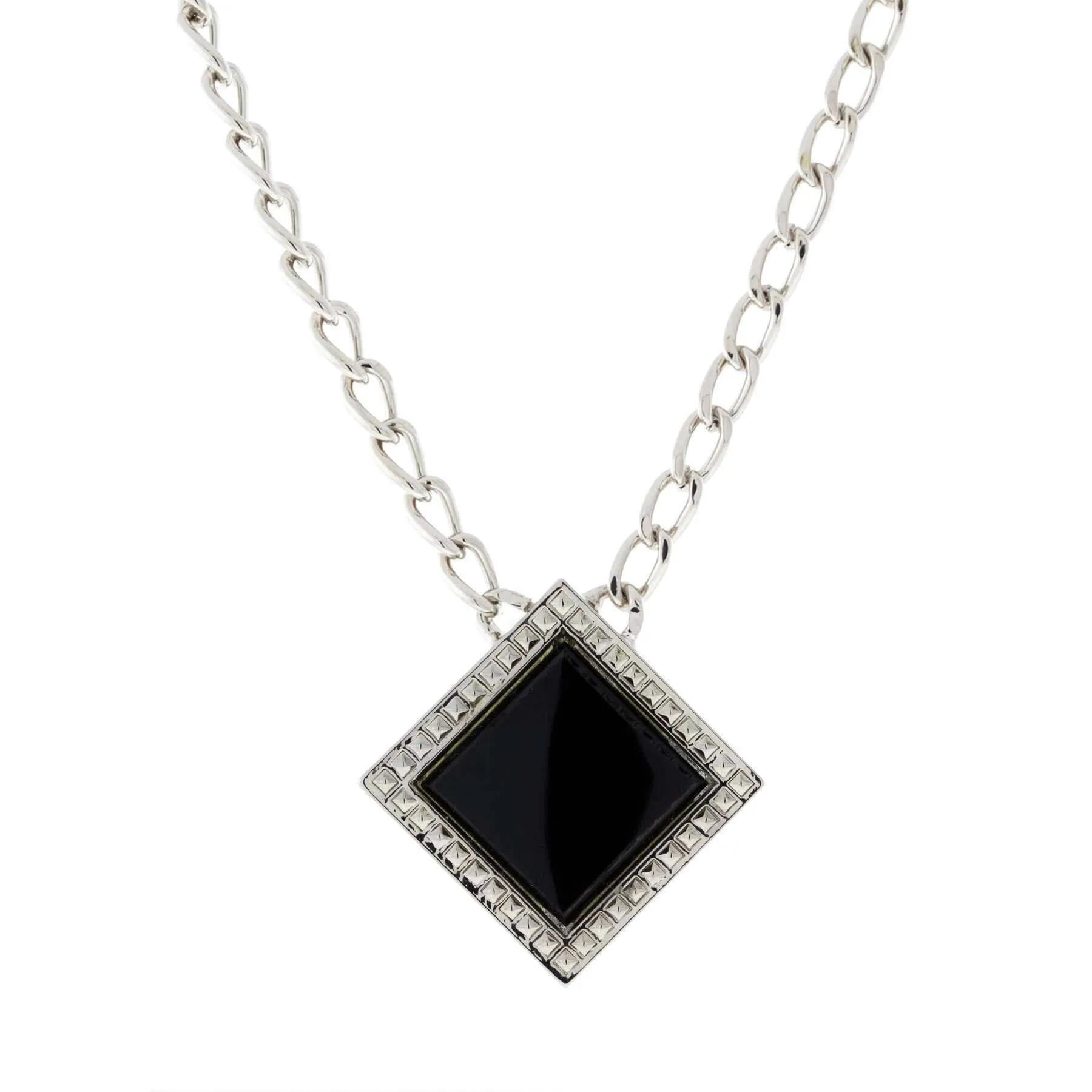 1928 Jewelry Serenity Gemstone Square Pendant Necklace 16"   3" Extender