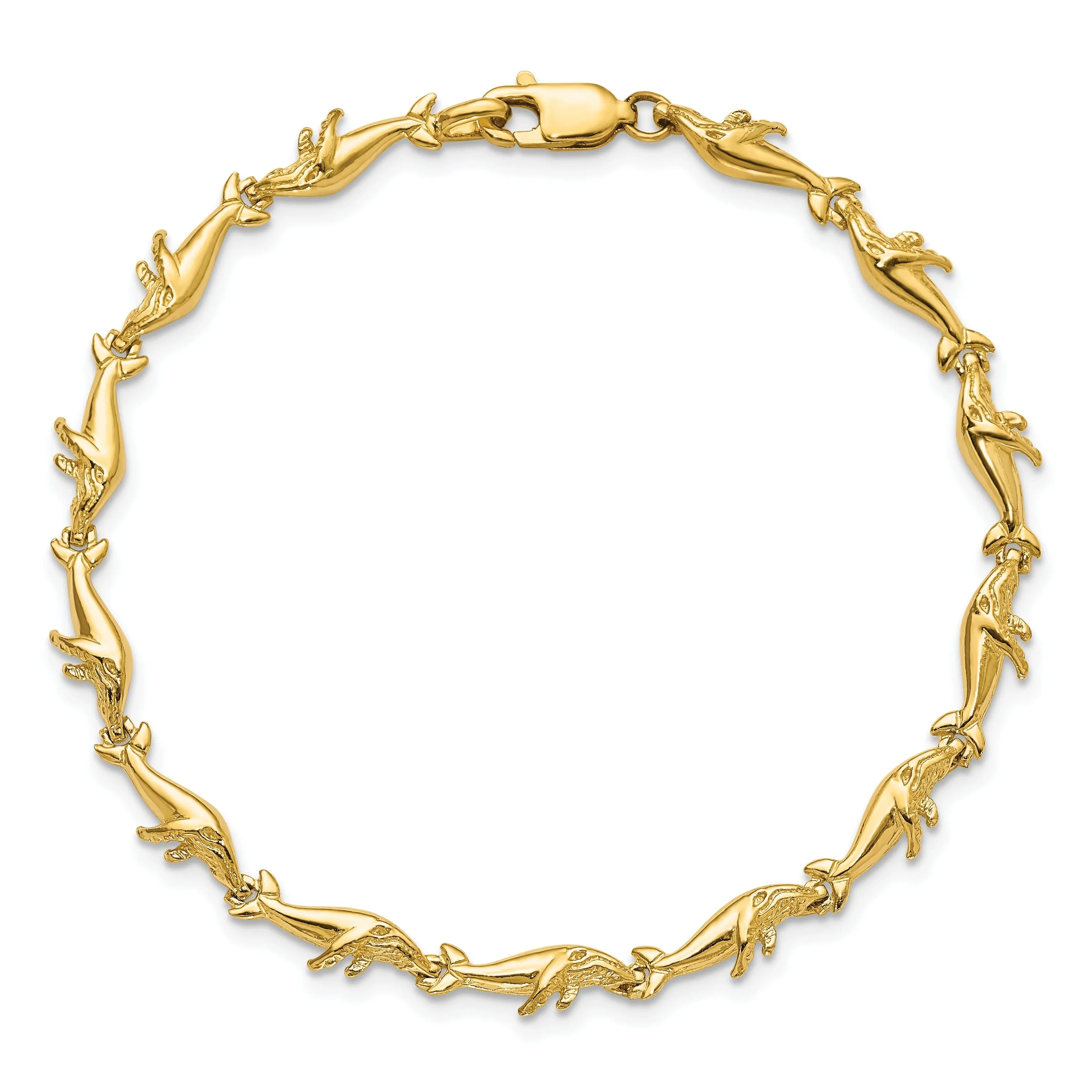 1k Yellow Gold Whale Bracelet-7.25-Inch, 4.9-MM Wide