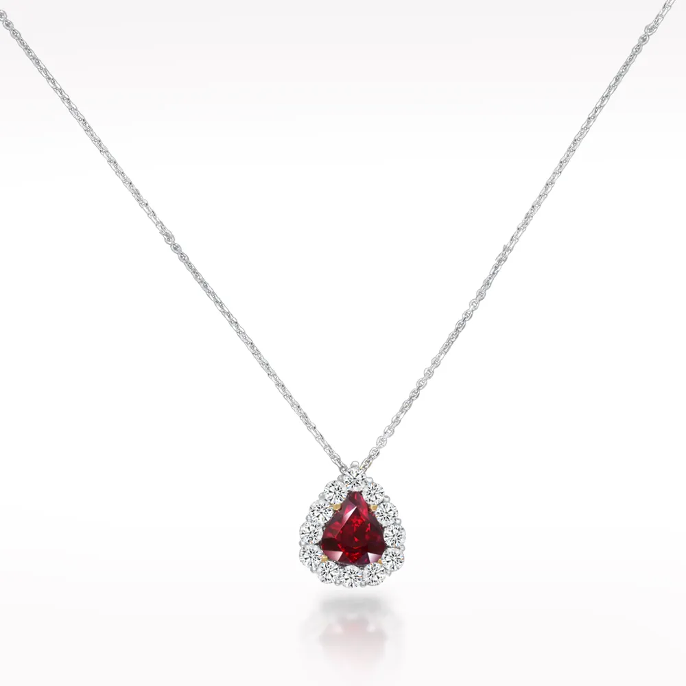 2.07ct Ruby And Diamond Platinum Necklace