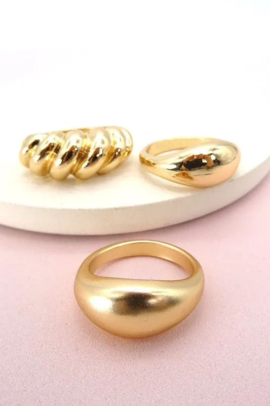 3 Chunky Gold Ring Set