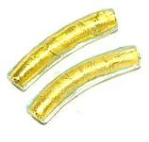 33 x 7mm Murano Glass Bracelet Tubes - Light Azore Gold (1 Pair)