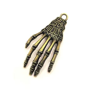 4, 20 or 50 Pieces: Bronze Skeleton Hand Pendant Charms